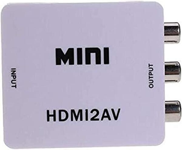 White Mini converter box HDMI to AV HDMI input to audio AV CVBS output