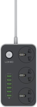 LDNIO SC3604 Power Strip 6 USB Ports With 3 AC Sockets - Black