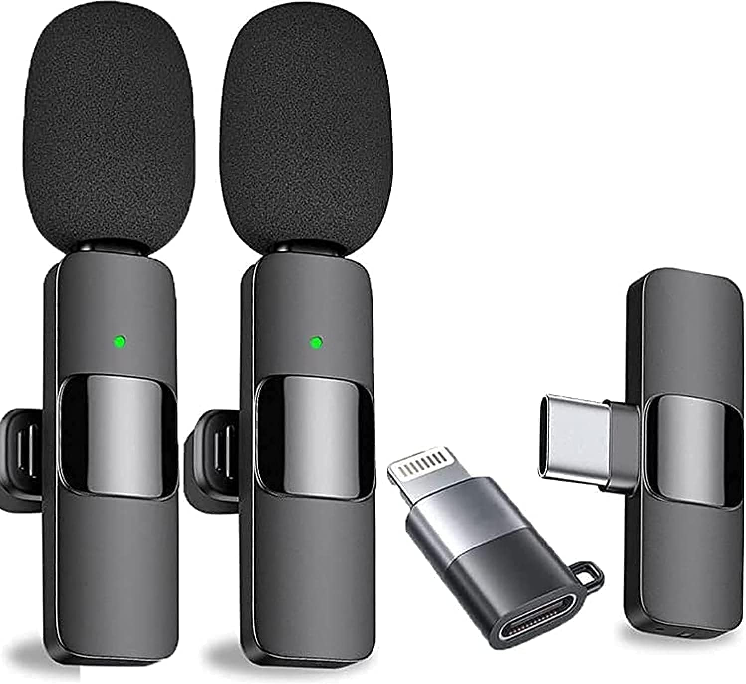 TECHBLAZE K9 2.4G Wireless Collar Microphone Dual Lapel Lavalier Mic Omnidirectional Cordless Mike for Interview Youtubers Vlogging Video Recording LiveStream  Compatible with iOS & Android devices
