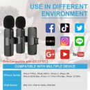 TECHBLAZE K9 2.4G Wireless Collar Microphone Dual Lapel Lavalier Mic Omnidirectional Cordless Mike for Interview Youtubers Vlogging Video Recording LiveStream  Compatible with iOS & Android devices - Image 5