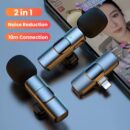 TECHBLAZE K9 2.4G Wireless Collar Microphone Dual Lapel Lavalier Mic Omnidirectional Cordless Mike for Interview Youtubers Vlogging Video Recording LiveStream  Compatible with iOS & Android devices