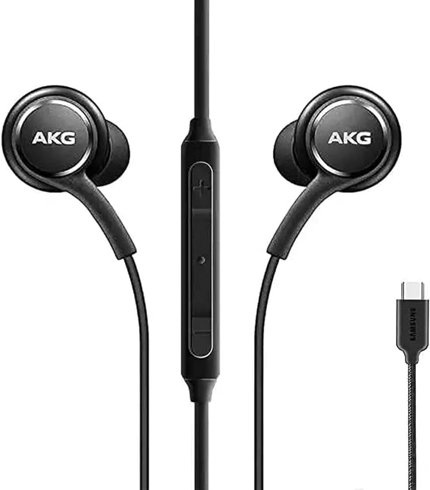 AKG Type C Wired Headset with Microphone Hi-Fi Stereo Earphones Original In-Ear Stereo Headphones Powerful Bass and Crystal Clear Audio Bicycling USB-C Quality (Black)