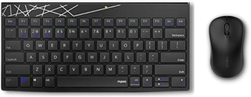 Rapoo 8000M Multi-Mode Keyboard and Mouse Set Bluetooth 3.0/4.0 Wireless 2.4 GHz 1300 DPI Combo- Black