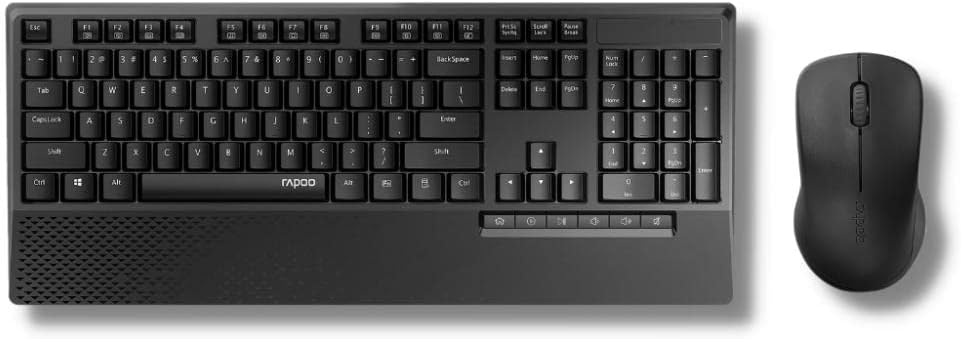 Rapoo x1960 wireless spill-resistant keyboard and mouse combo - black