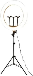 HQ 21 Large Photographic LED Lighting Ring Selfie Fill Light with 3 Piece Plastic Mobile Holder - With Height Stand Ring  2m