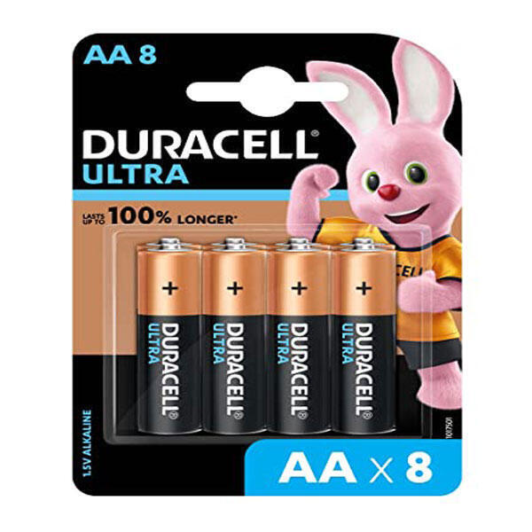 Duracell Ultra Alkaline AA Battery, 8 Pcs