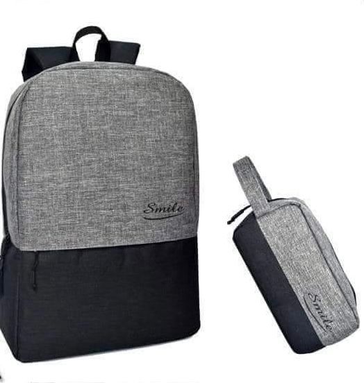 Smile Laptop Backpack Unisex Travel School Bag 2 Pieces Smart Backbag