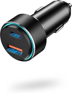 USB C Car Fast Charger YD 106, PD 48W 3.1A 2 Port Auto Quick Charger Adapter, Aluminum Metal Body Vehicle Fast Charging