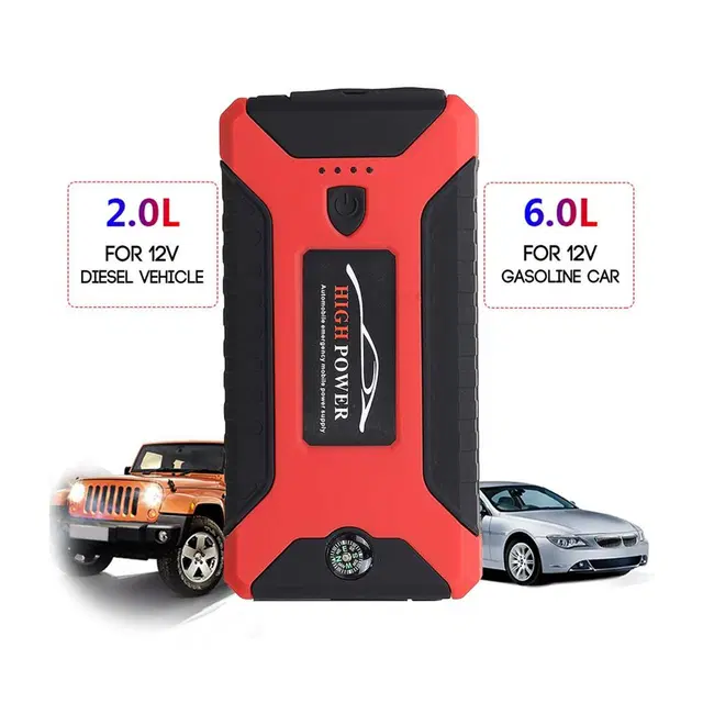 Car Emergency  Power Jump Starter, 99800mAh Power Bank, Car Emergency ,Compatible with Passenger Car, Red/Black, Lithium Ion Battery, 12V, Multi-Use Car Battery Charger
